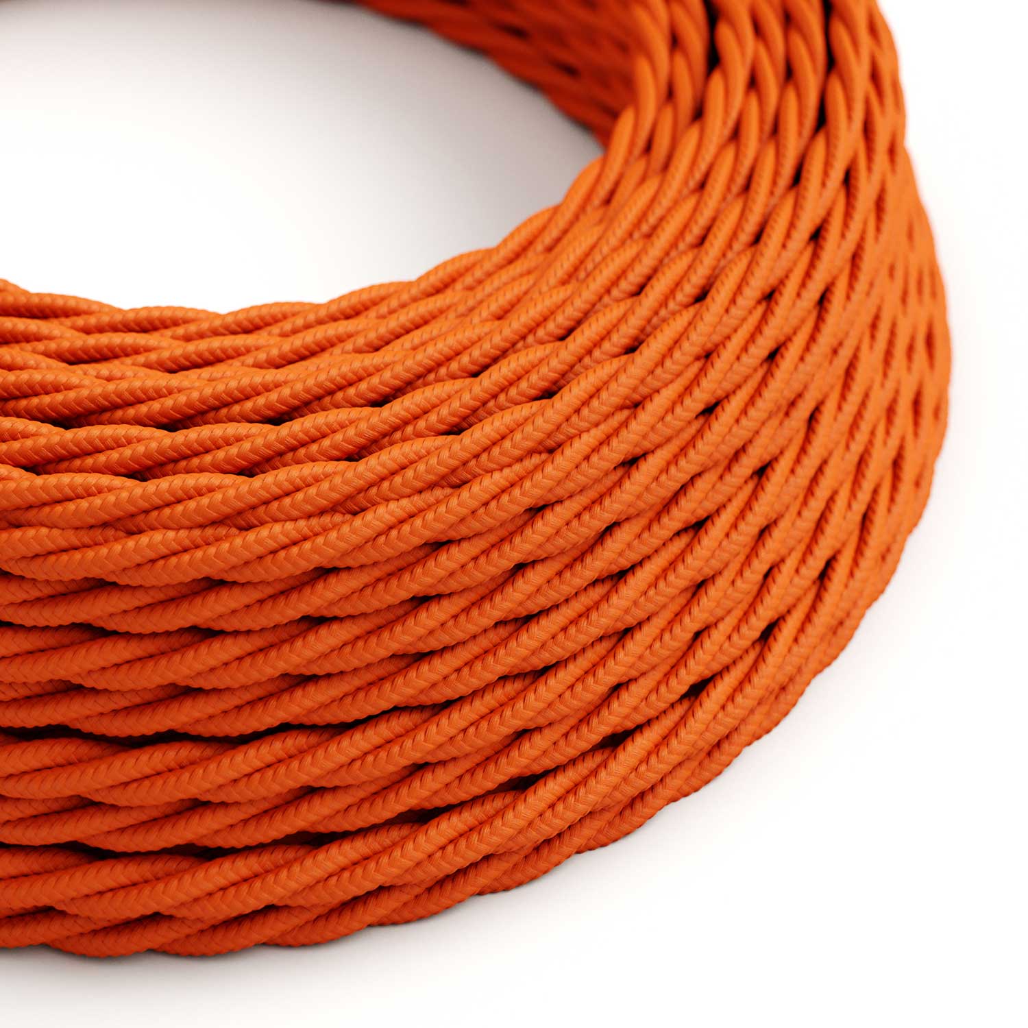 Cavo colorato in tessuto trecciato Arancione Fiamma - L'Originale Creative Cables, ideale per lampade creative - TM15