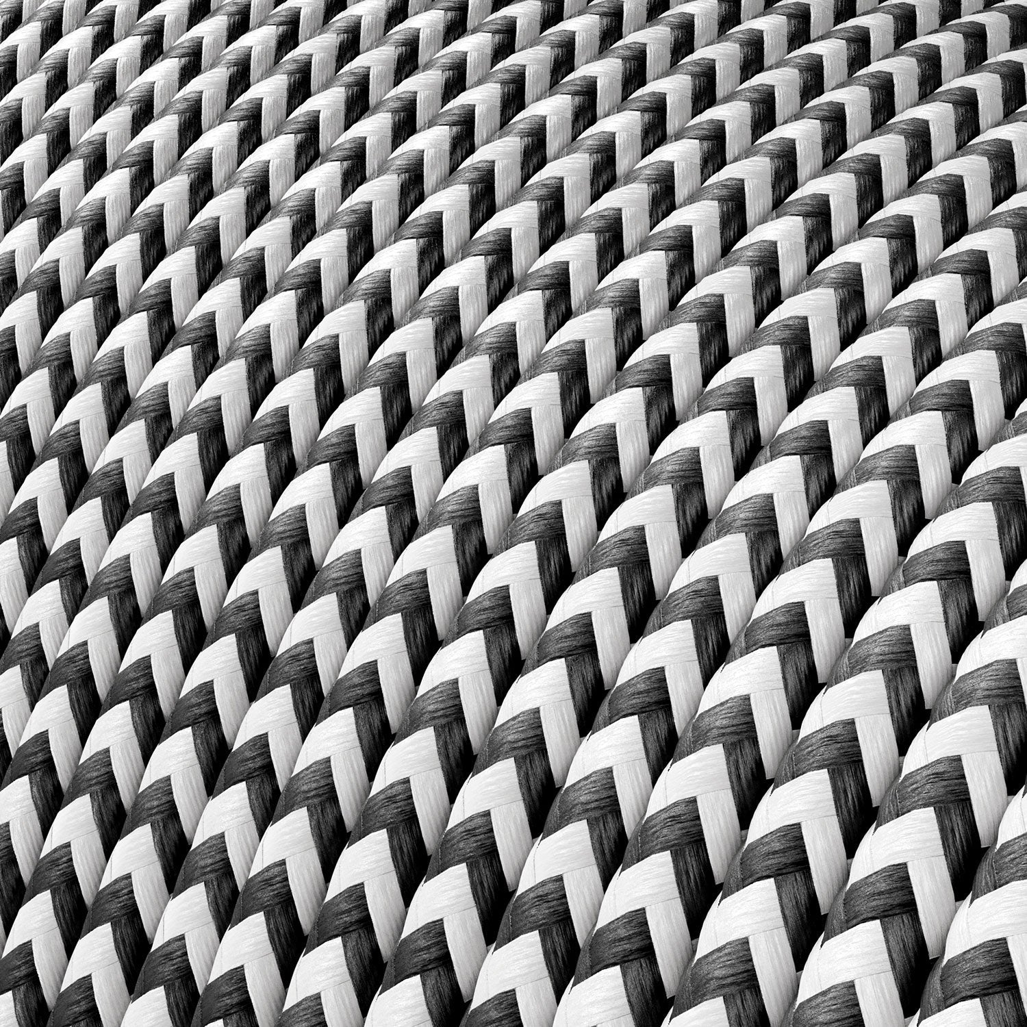 Cavo elettrico Extra Low Voltage rivestito in tessuto Zig Zag Bianco Nero RZ04