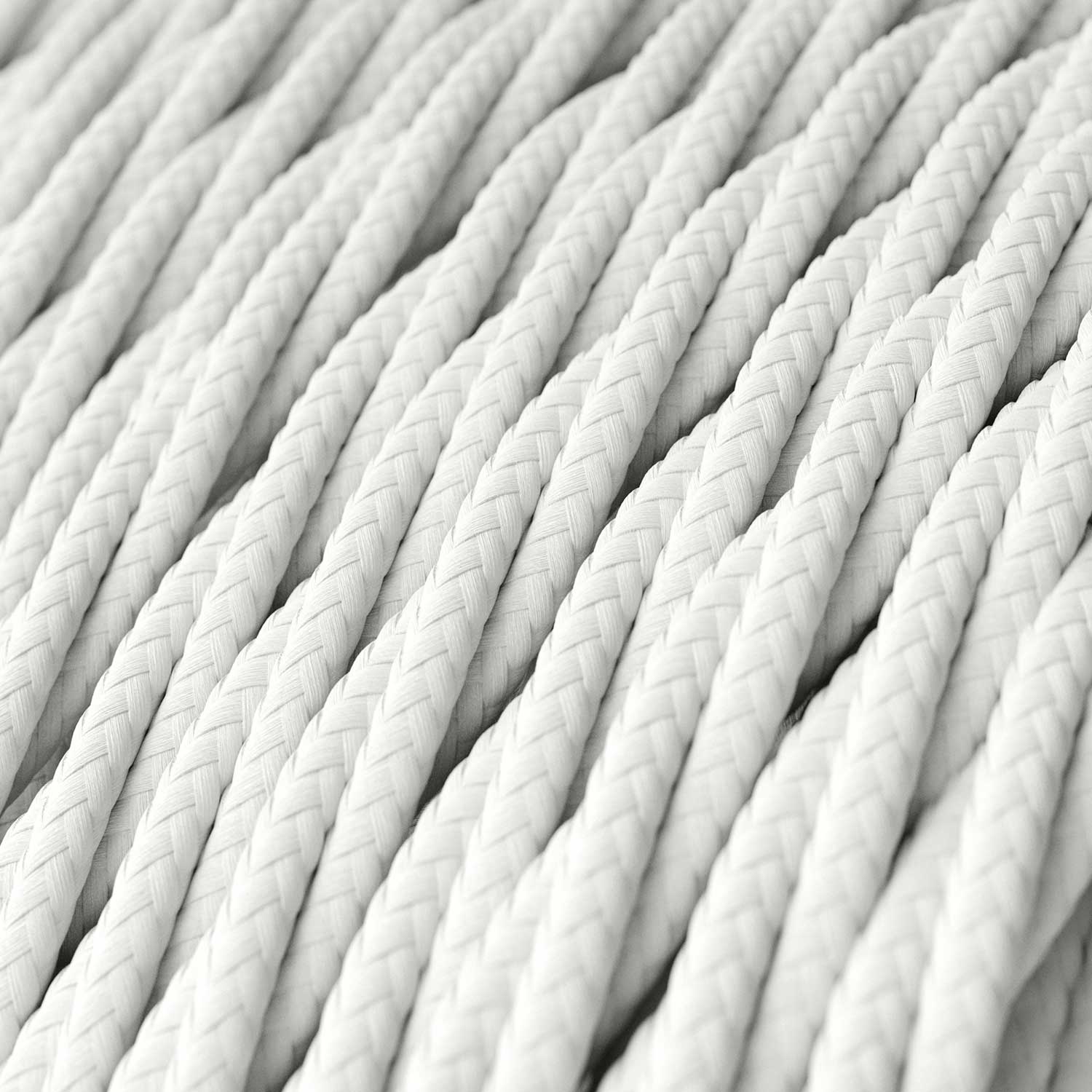 Cavo elettrico in tessuto trecciato lucido Bianco Ottico - L'Originale Creative Cables, per impianti a vista di design - TM01
