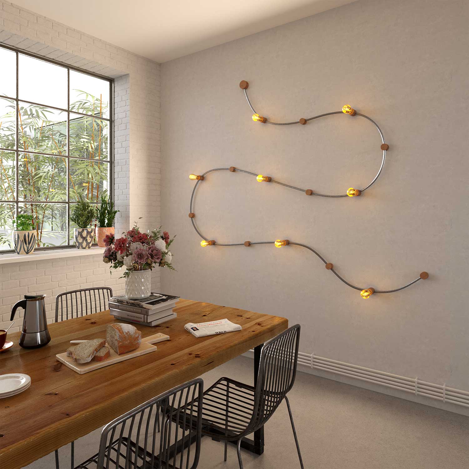 Cavo elettrico per catenaria rivestito in tessuto Bianco CM01 - UV resistant