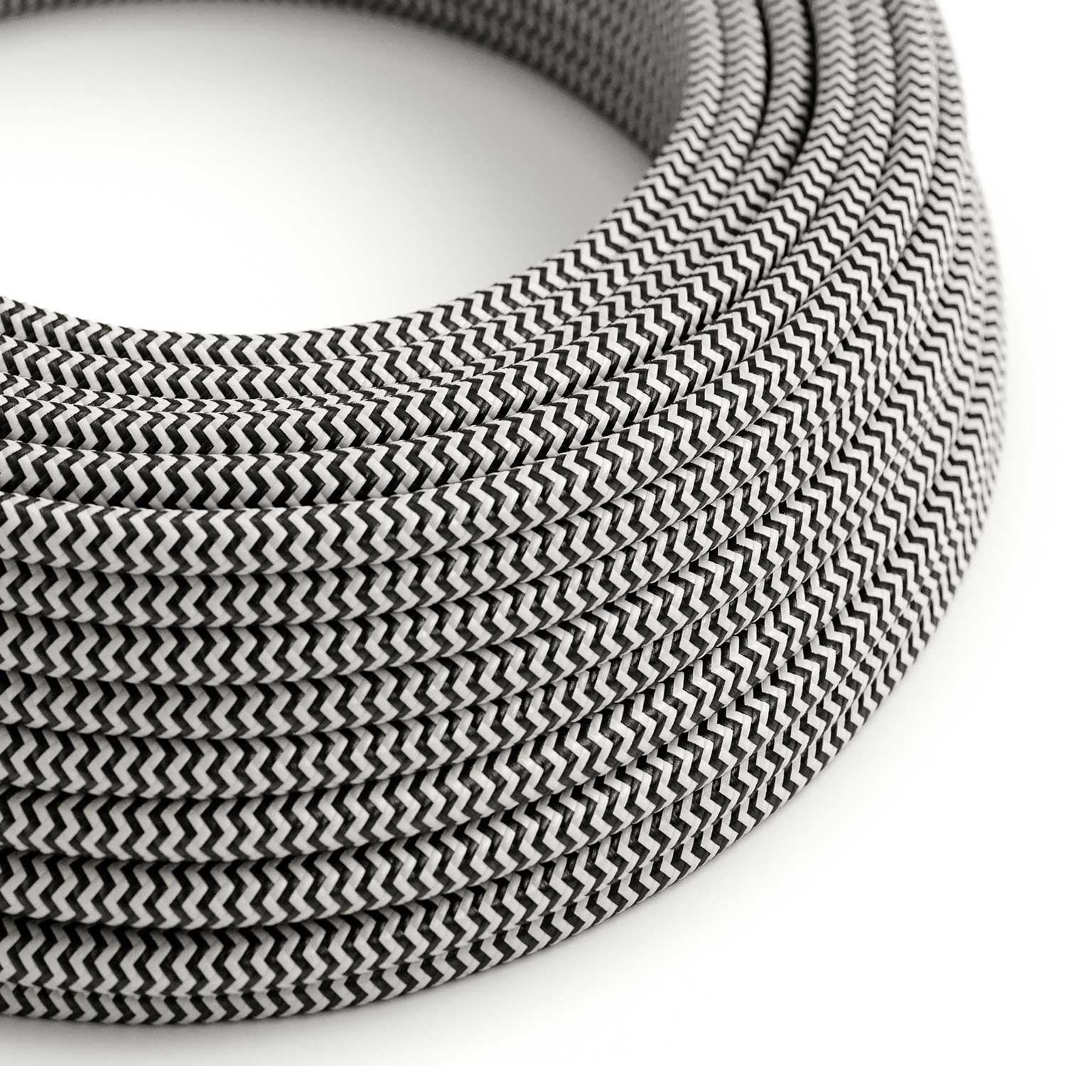 Cloth Covered Wire - Black & White Chevron RZ04 - UL Listed