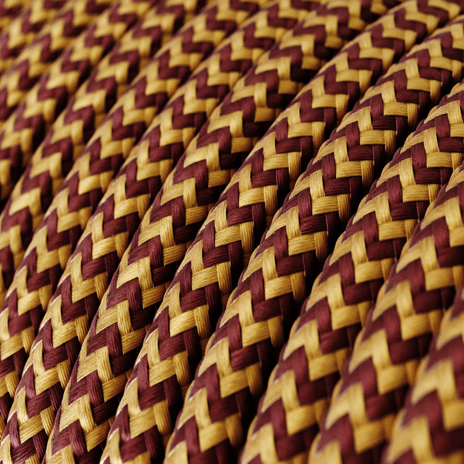 Cloth Covered Wire - Gold & Burgundy Rayon Chevron RZ23 - UL Listed