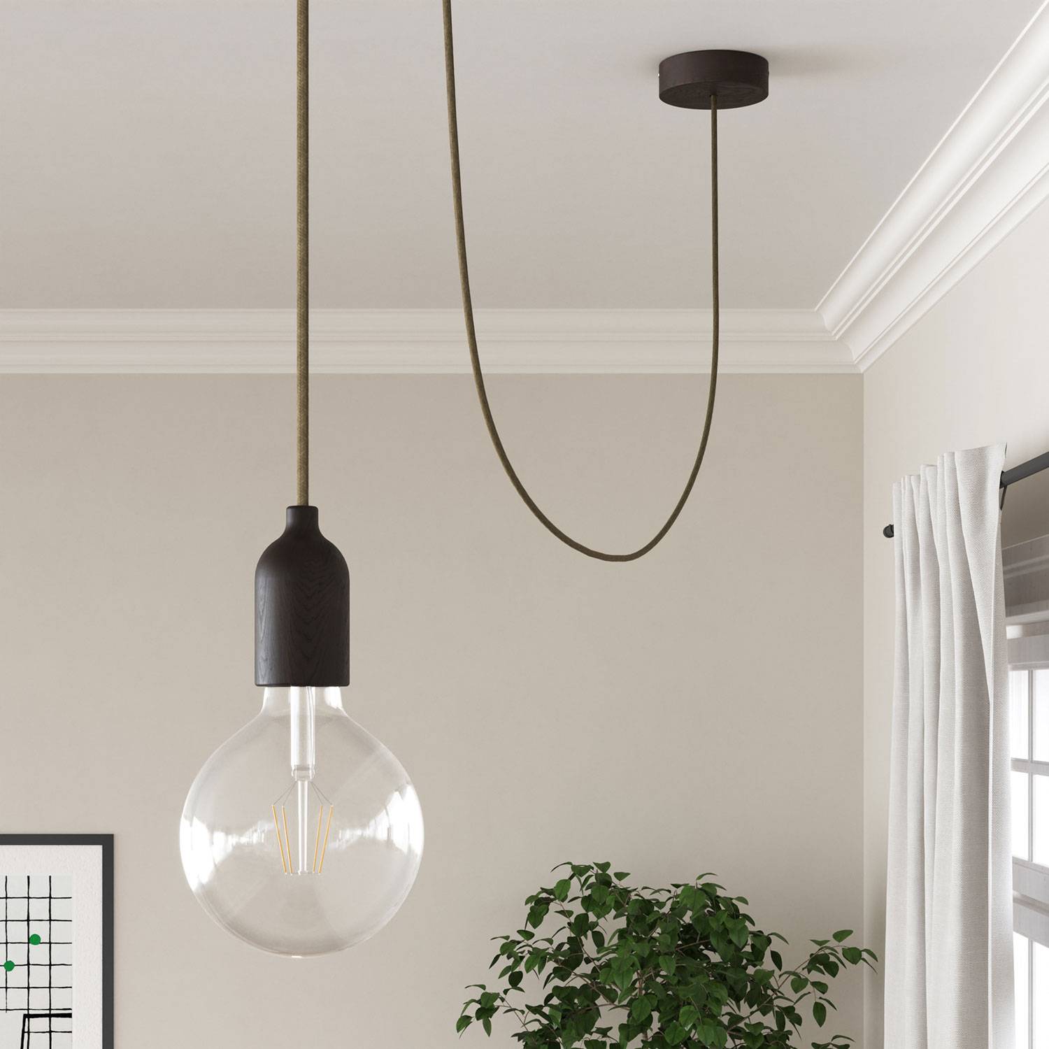 Cloth Covered Wire - Jute Brown Bark RN26 - UL Listed