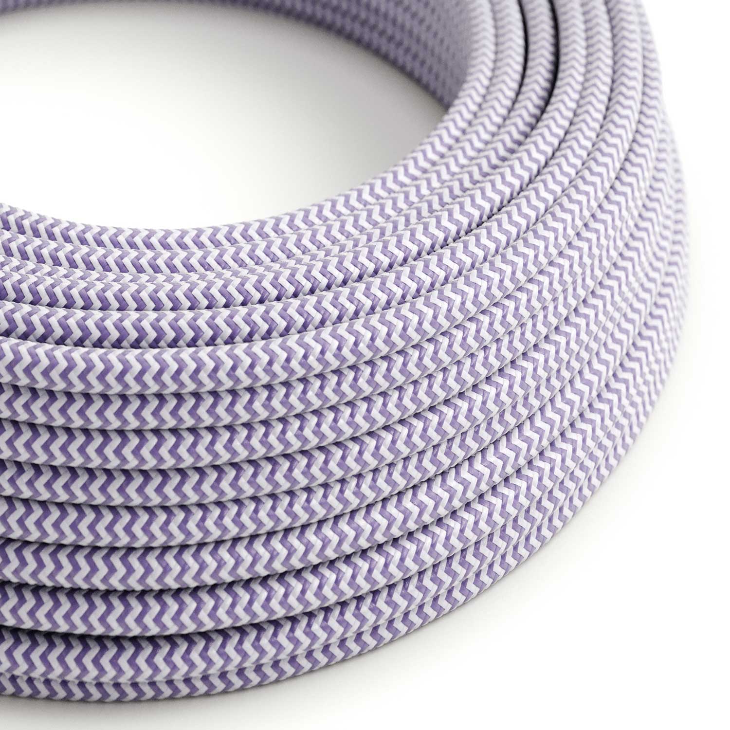 Cloth Covered Wire - Lilac & White Chevron RZ07 - UL Listed