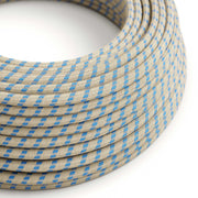 Cloth Covered Wire - Natural & Blue Linen Stripe RD55 - UL Listed