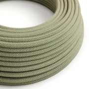 Cloth Covered Wire - Natural & Thyme Green Linen Chevron RD72 - UL Listed