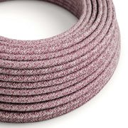 Cloth Covered Wire - Red Glitter Cotton & Natural Linen Tweed RS83 - UL Listed