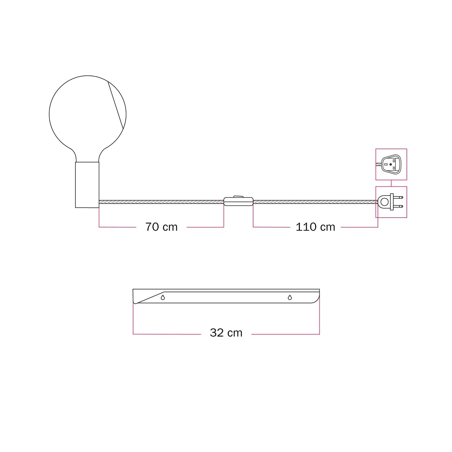 Combo Camo - Lampada con mensola - Nero - Creative Cables