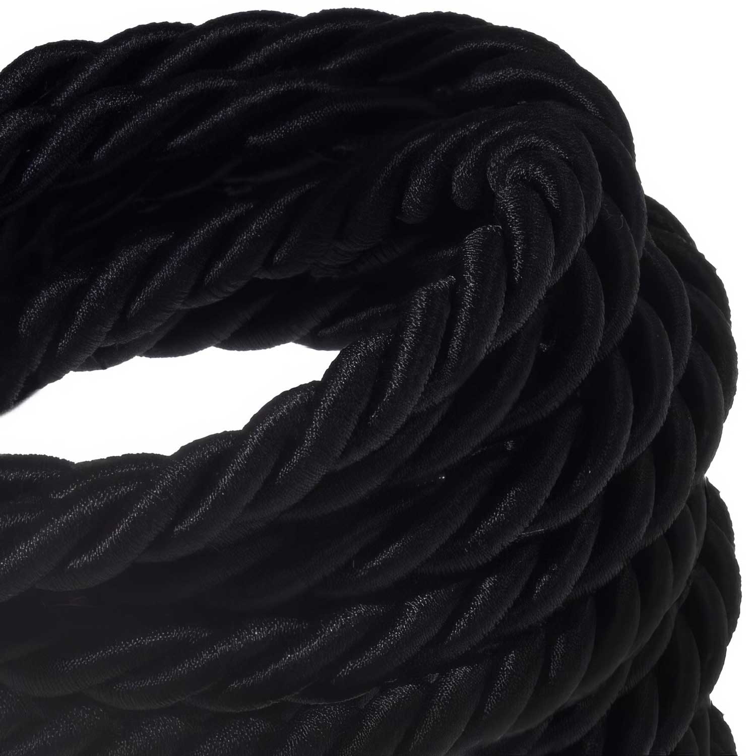 Cordone elettrico 3x0,75 rivestito in tessuto nero lucido