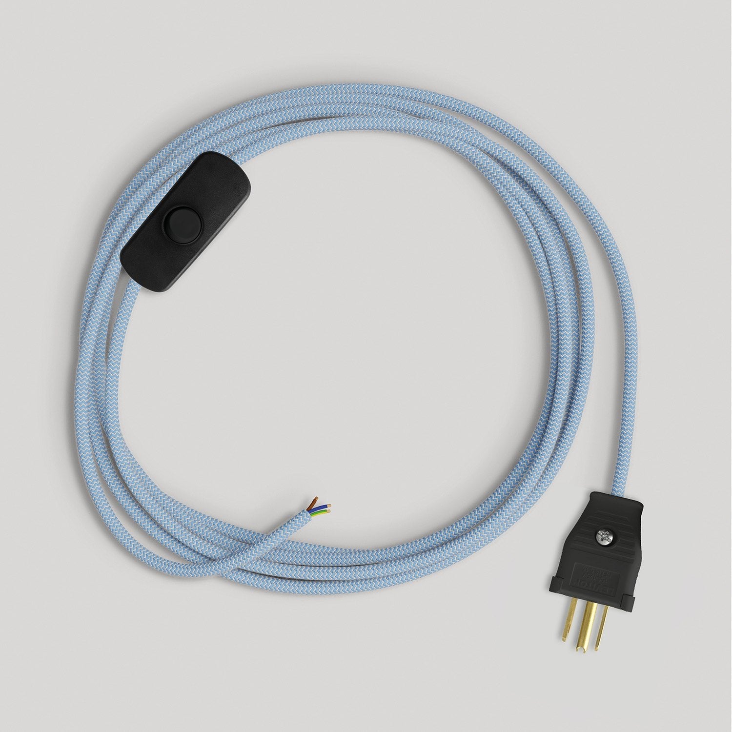 Cordset for lamp with blue Steward cotton cable 6 ft Nero