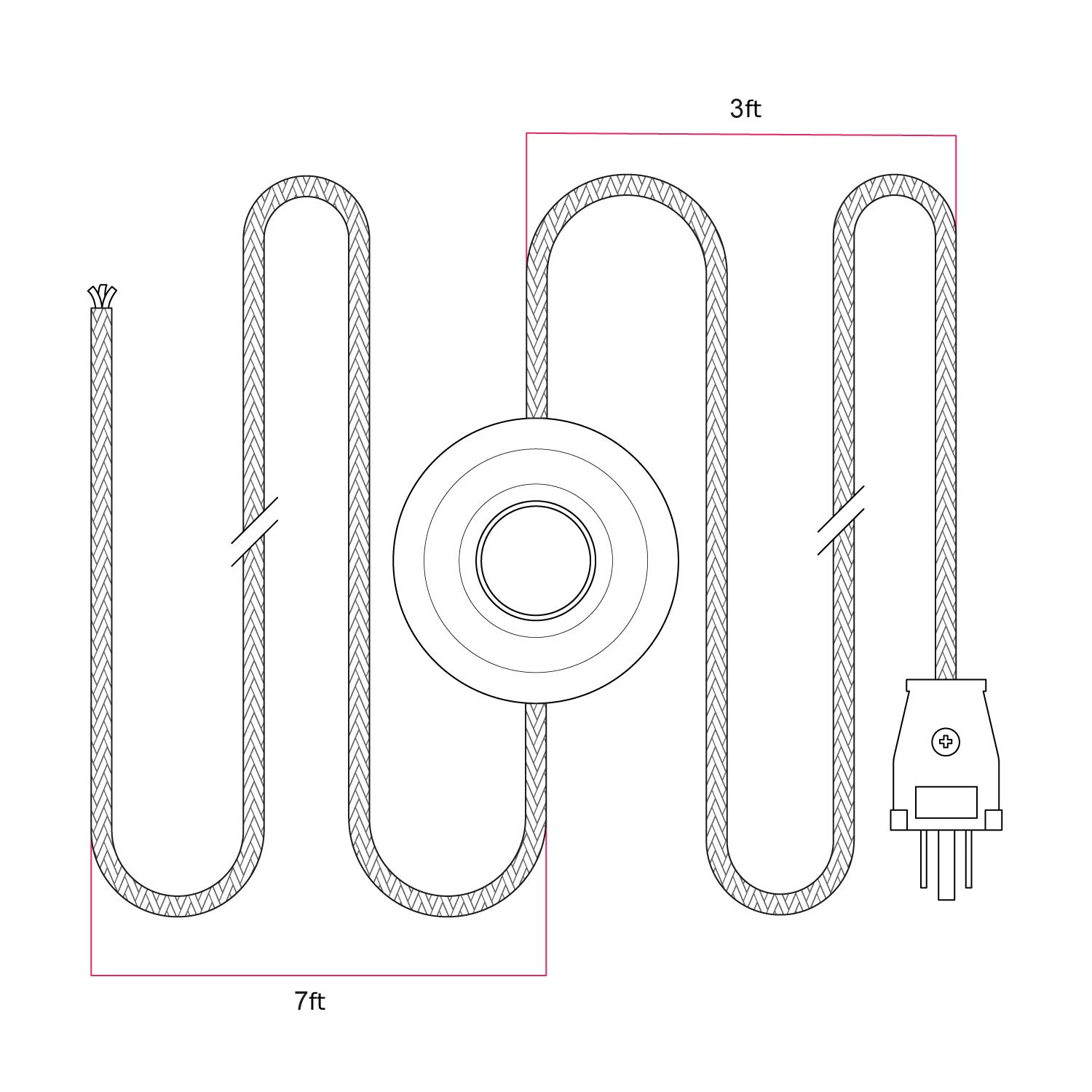 Cordset for lamp with grey linen cable 10 ft Bianco