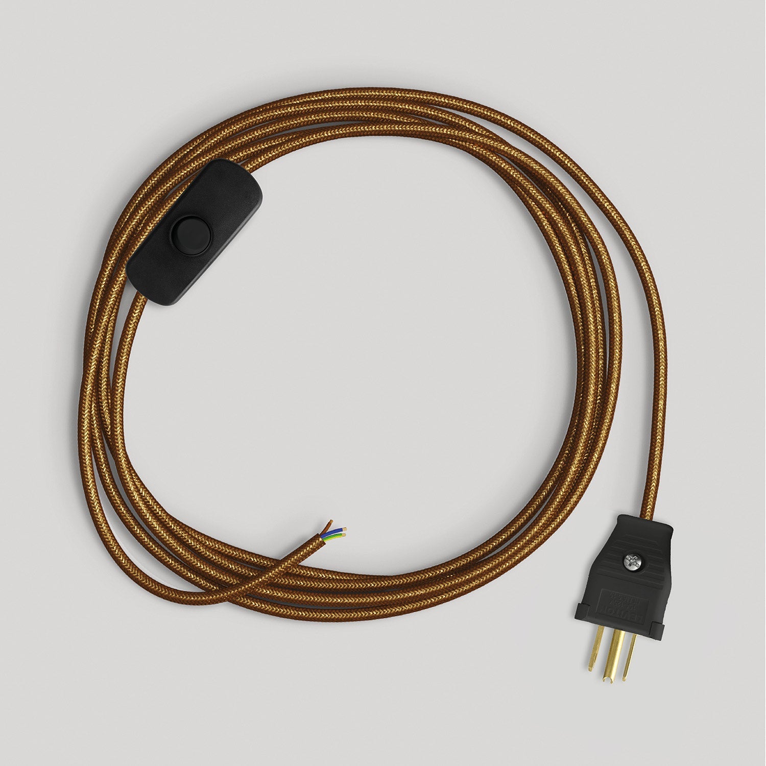 Cordset for lamp with polished and glittered copper cable 6 ft Nero