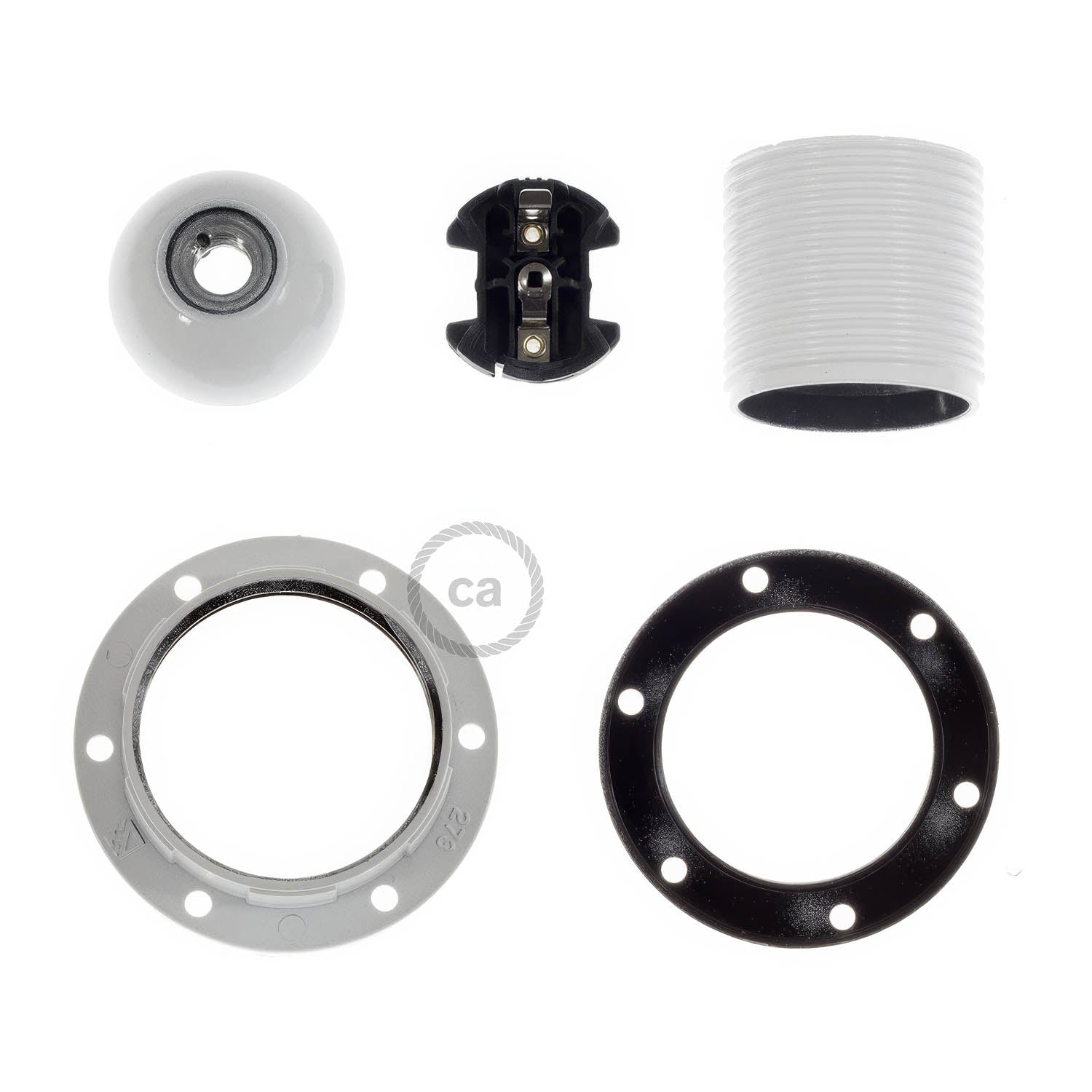 Double Ferrule Bakelite Phenolic E26 light bulb socket - White