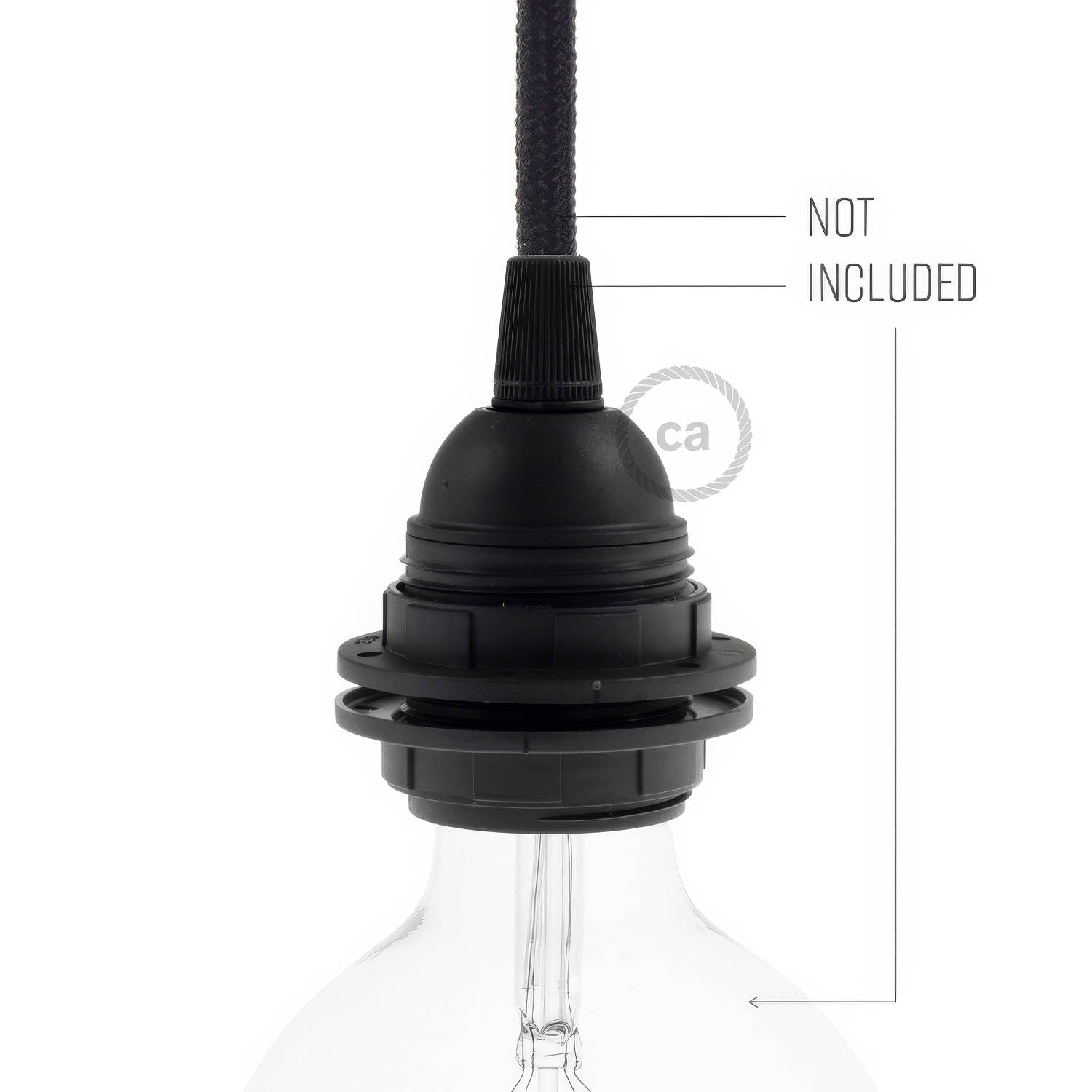 Double Ferrule Thermoplastic E26 light bulb socket - Black