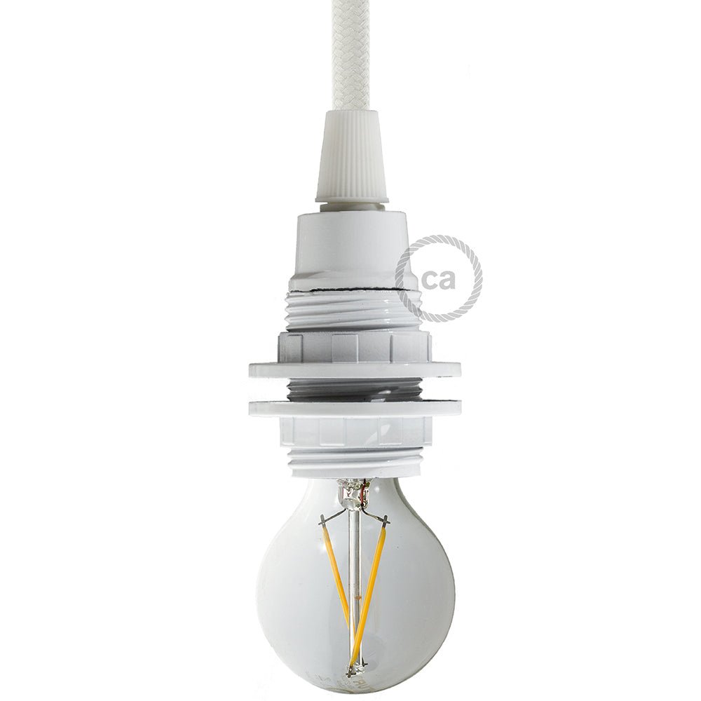 E12 UL Painted Double Ferrule Phenolic Bakelite Light Socket - White