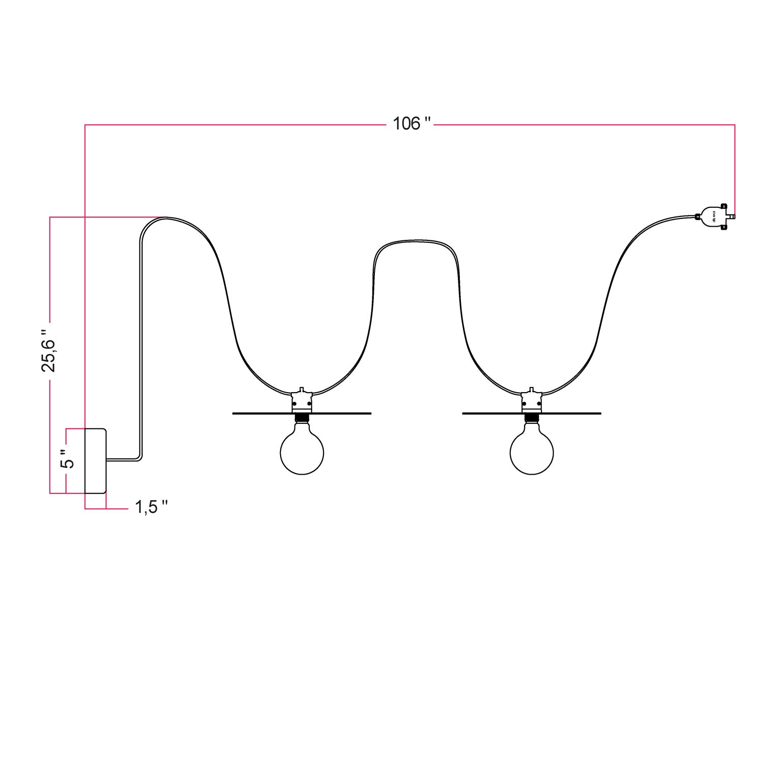 EIVA outdoor string light for wet locations with 2 lampshades and canopy - Copper and Bronze