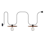 EIVA outdoor string light for wet locations with 2 lampshades and canopy - Copper and Bronze