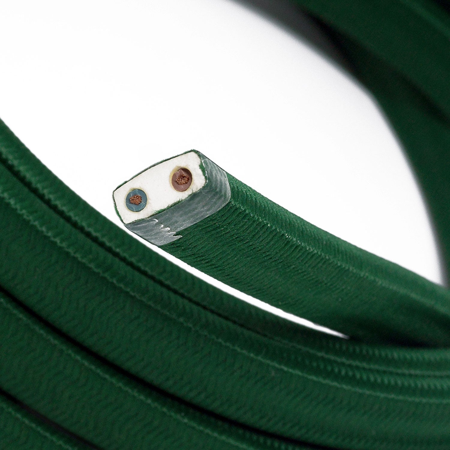 Electric Cable Color Cord for Custom String Lights, covered by Rayon fabric Dark Green - CM21