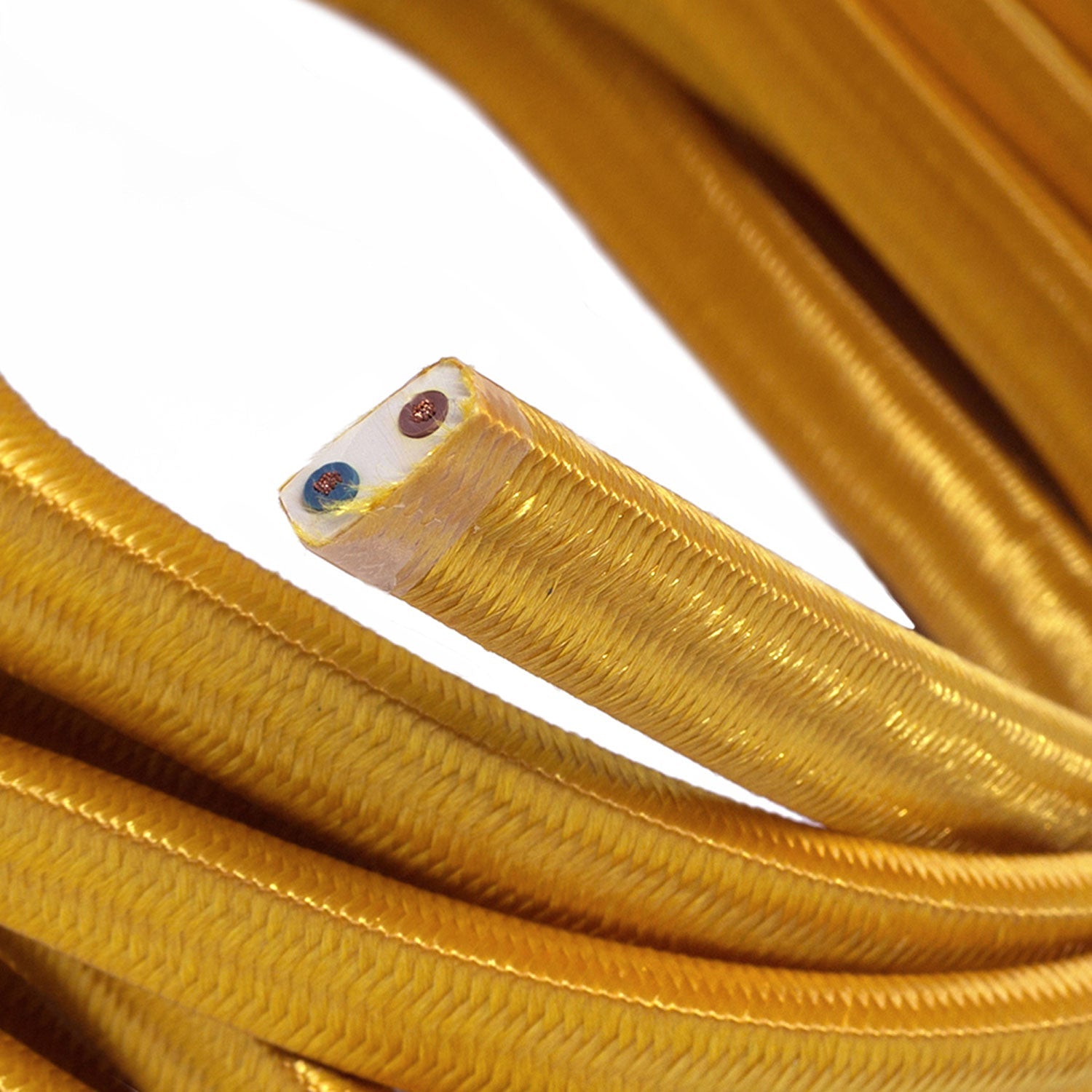 Electric Cable Color Cord for Custom String Lights, covered by Rayon fabric Gold - CM05