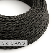 Extension Cord - Twisted Charcoal Linen TN03 - 15/3 AWG