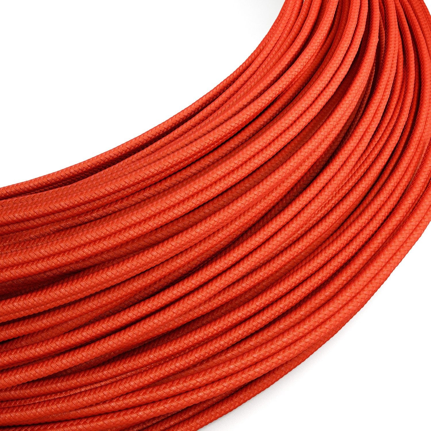 Extra Low Voltage power cable coated in silk effect fabric Red RM09