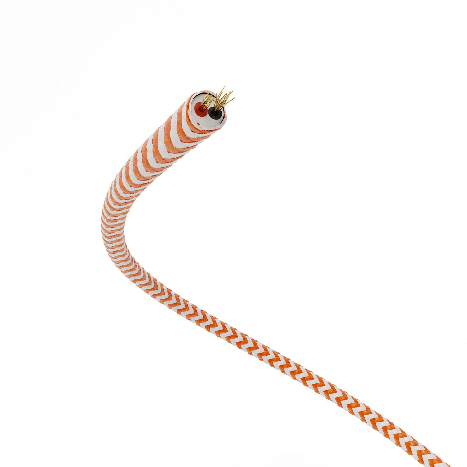 Extra Low Voltage power cable coated in silk effect fabric ZigZag White and Orange RZ15
