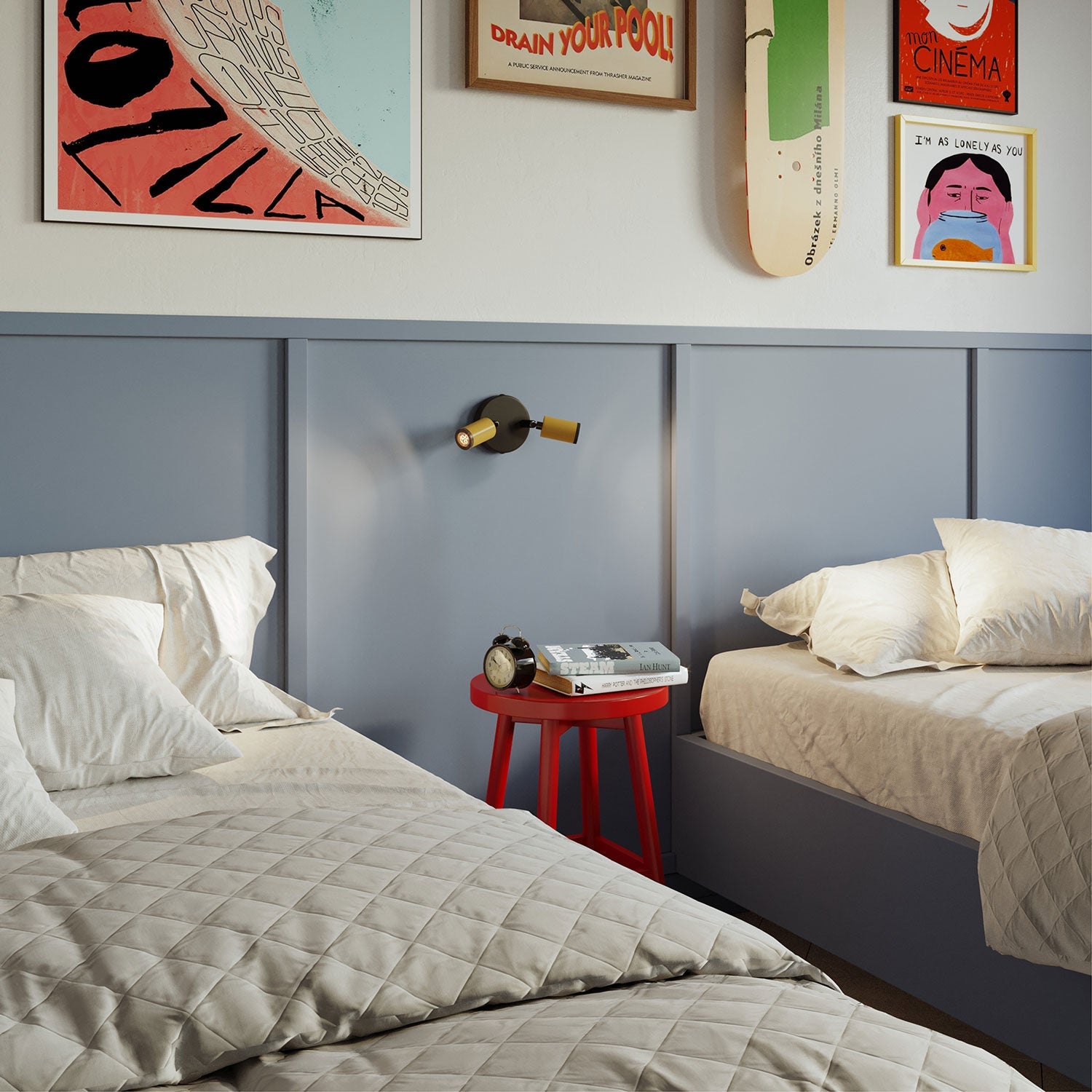 Fermaluce con 2 faretti orientabili Mini Spotlight GU1d0 - Mostarda