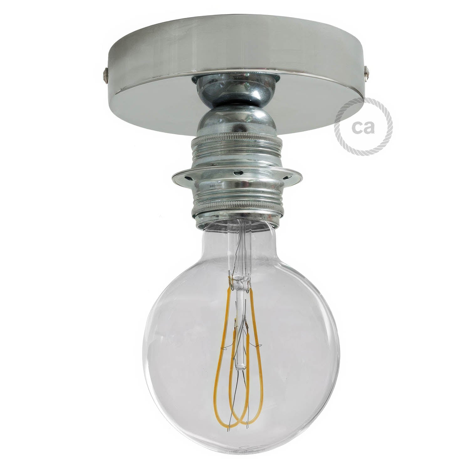 Fermaluce Metal con portalampada filettato E27, punto luce in metallo - Cromo