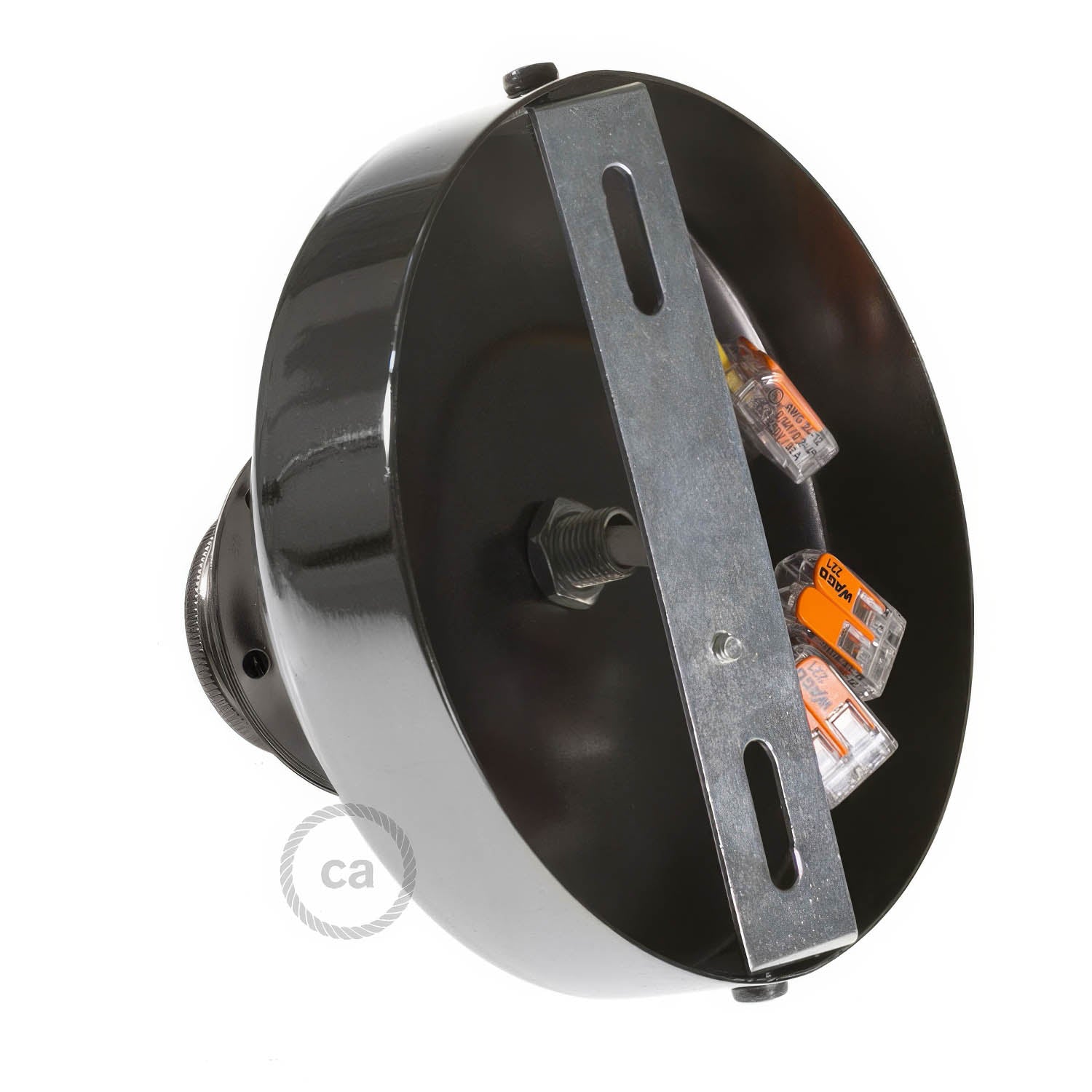 Fermaluce Metal con portalampada filettato E27, punto luce in metallo - Nero perla