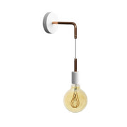 Fermaluce Metal, lampada a muro con estensione curva, cavo tessile e finiture in metallo - Rame