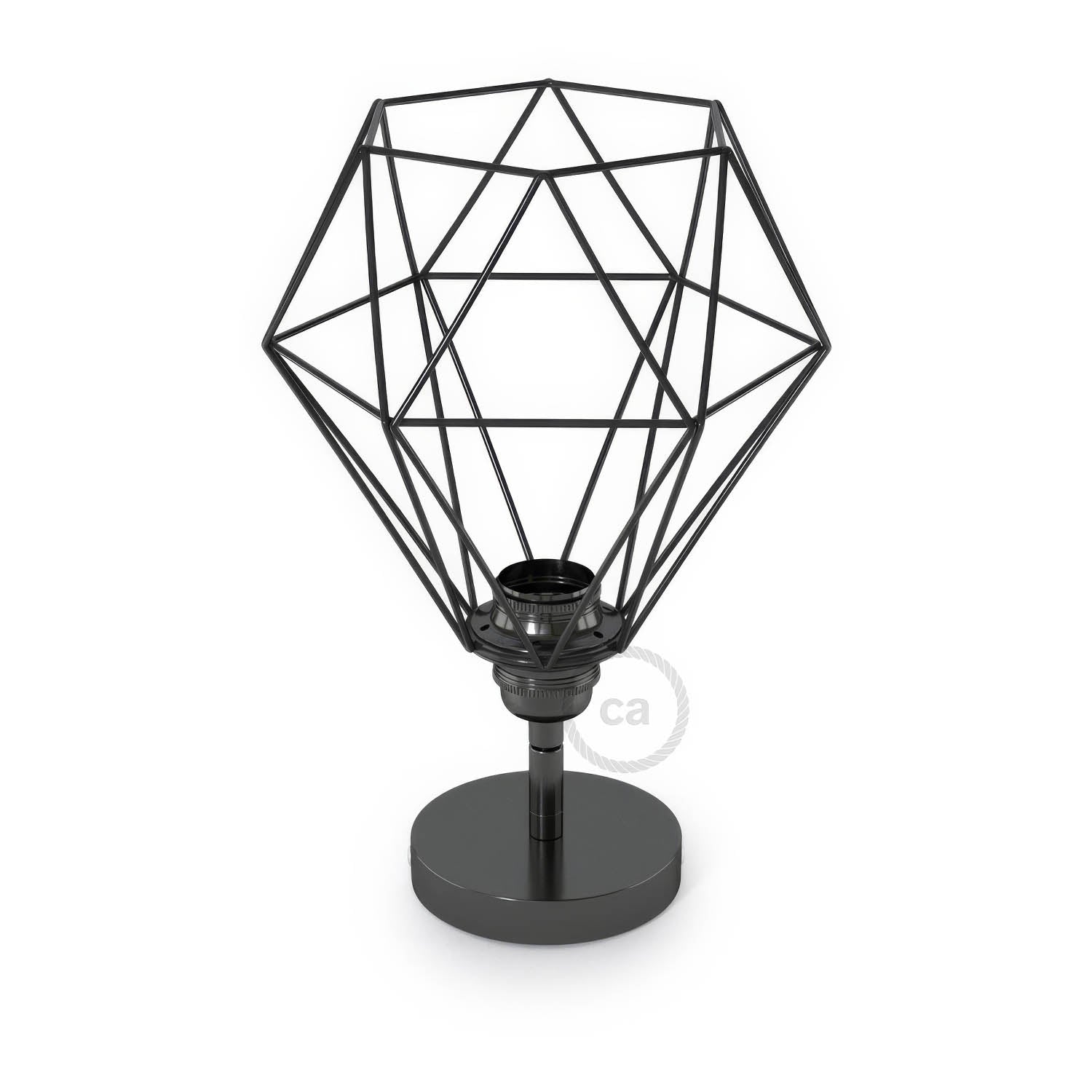 Fermaluce Metallo 90° con paralume Diamond, lampada filomuro orientabile in metallo - Nero perla