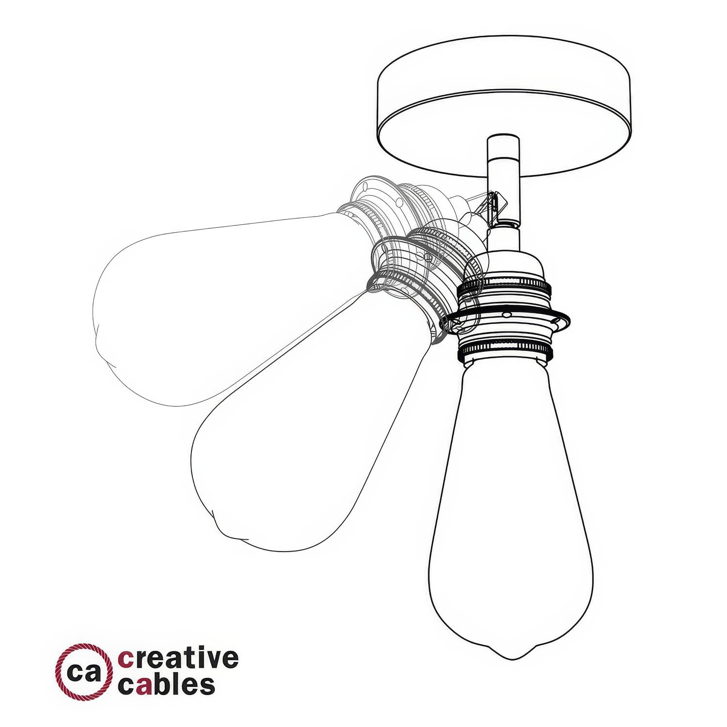 Fermaluce Metallo 90° con paralume Drop, lampada filomuro orientabile in metallo - Rame