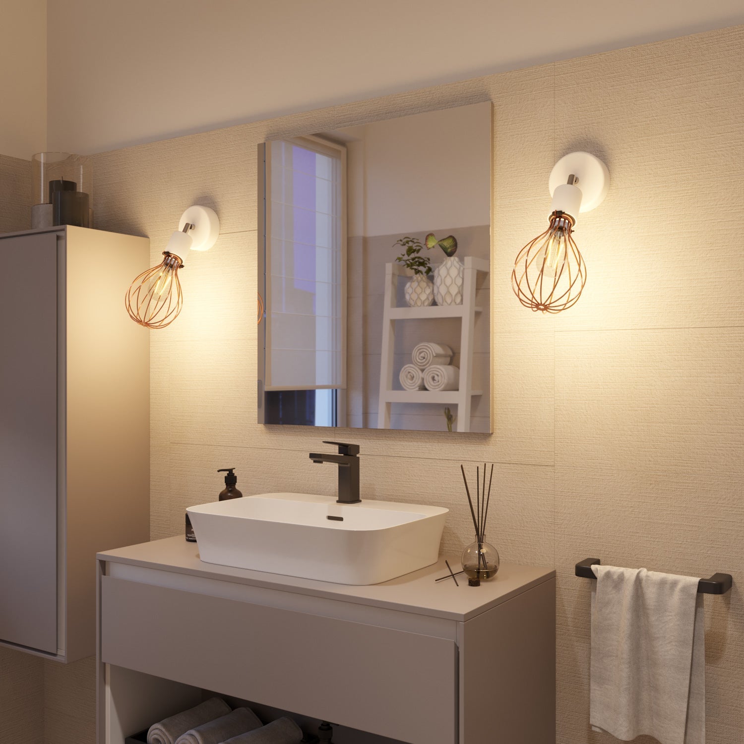 Fermaluce per paralume Modulair ELEGANT con snodo orientabile, rosone e portalampada IP65 waterproof - Bianco