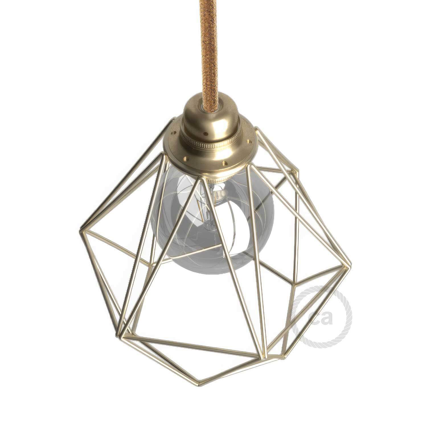 Gabbia paralume Diamond in metallo con attacco E27 - Ottone