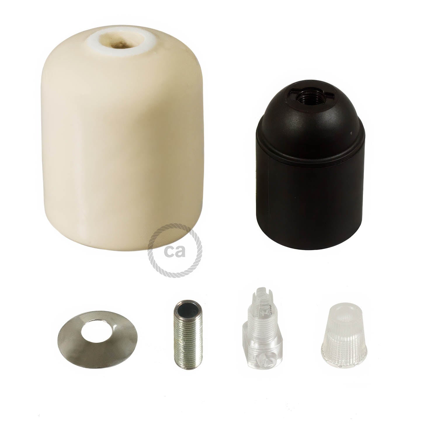 Handmade Ceramic E26 light bulb socket kit - Ivory