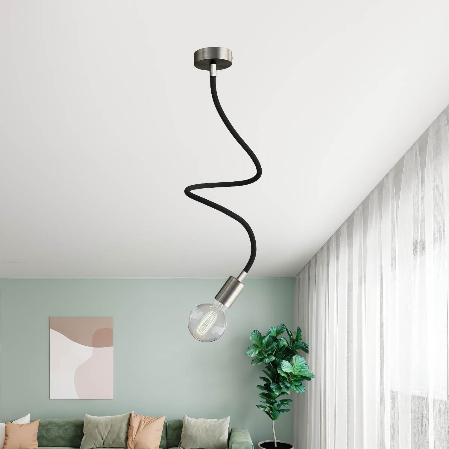 Kit Creative Flex tubo flessibile di estensione rivestito in tessuto RM04 Nero con terminali metallici Titanio satinato 90 cm