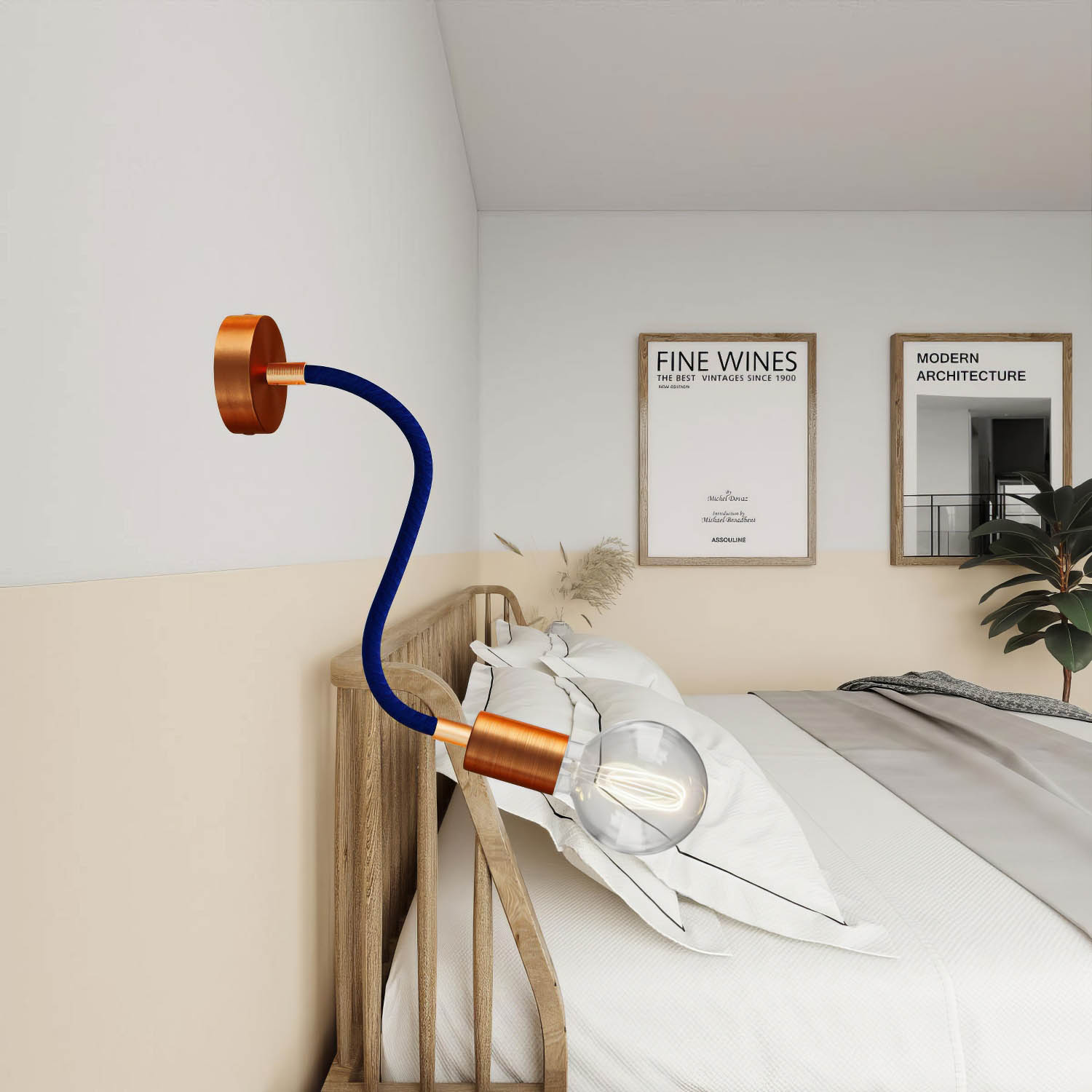 Kit Creative Flex tubo flessibile di estensione rivestito in tessuto RM20 Blu scuro con terminali metallici Rame satinato 30 cm