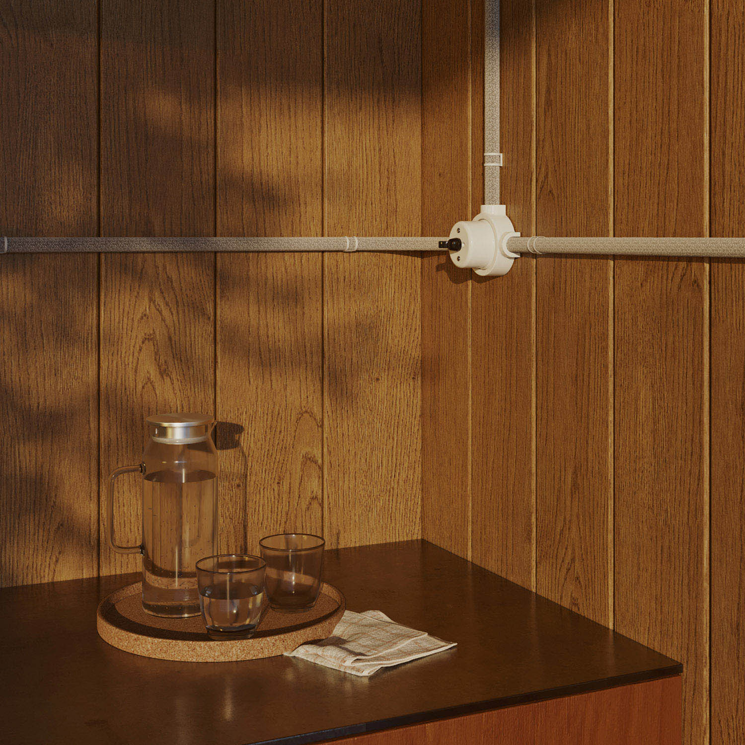 Kit interruttore/deviatore con dado a farfalla e base per Creative-Tubes in porcellana bianca Nero 3