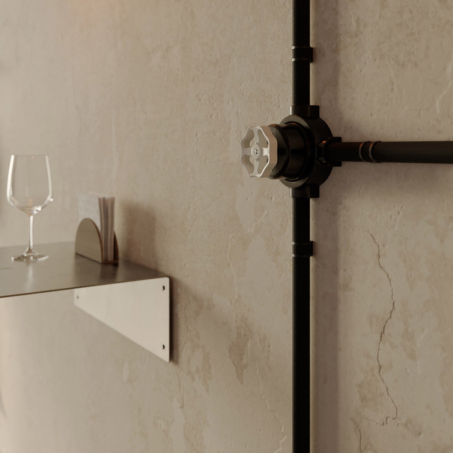 Kit interruttore/deviatore con manopola e base per Creative-Tubes in porcellana nera Bianco 3