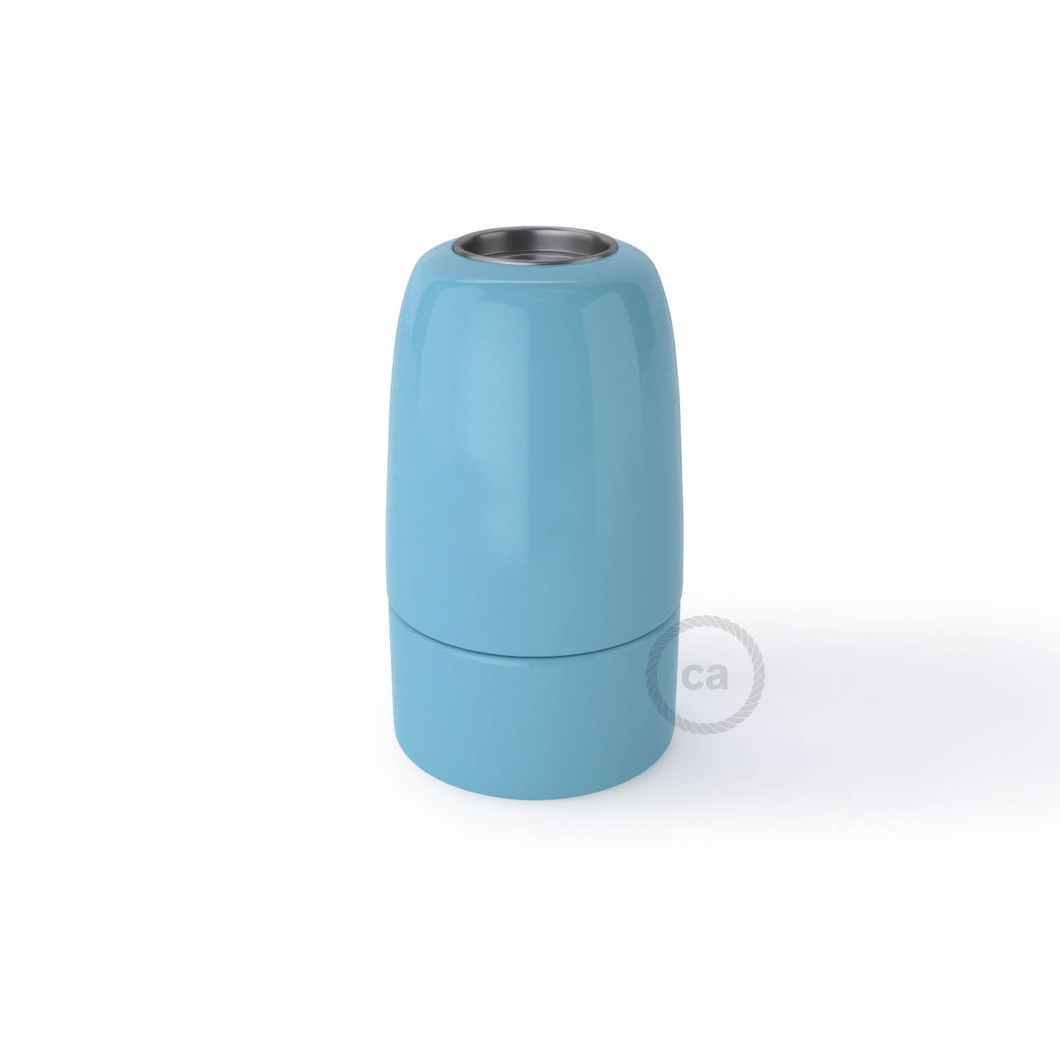 Kit portalampada E14 in porcellana - Azzurro