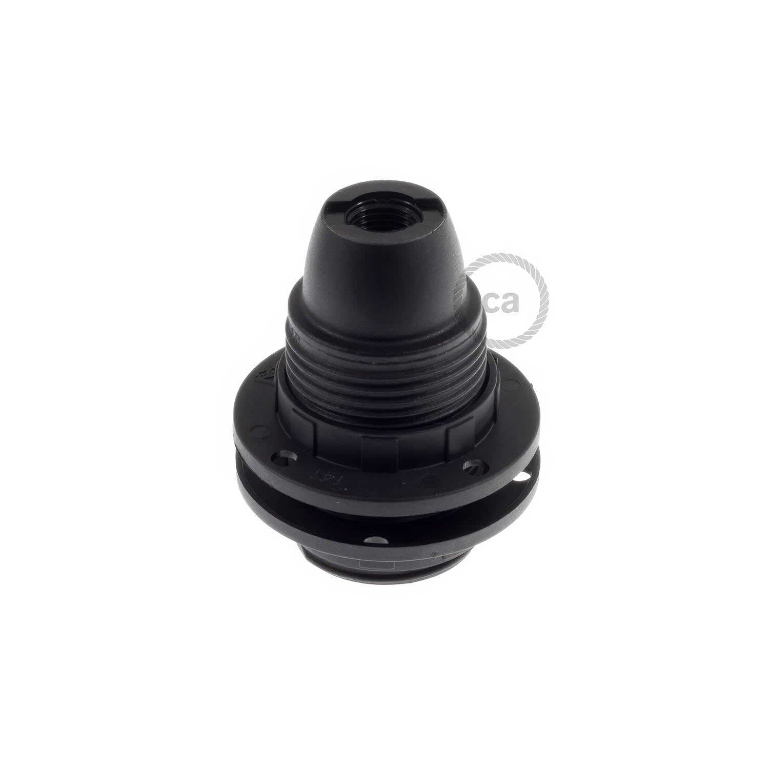 Kit portalampada E14 in termoplastica con doppia ghiera per paralume - Nero