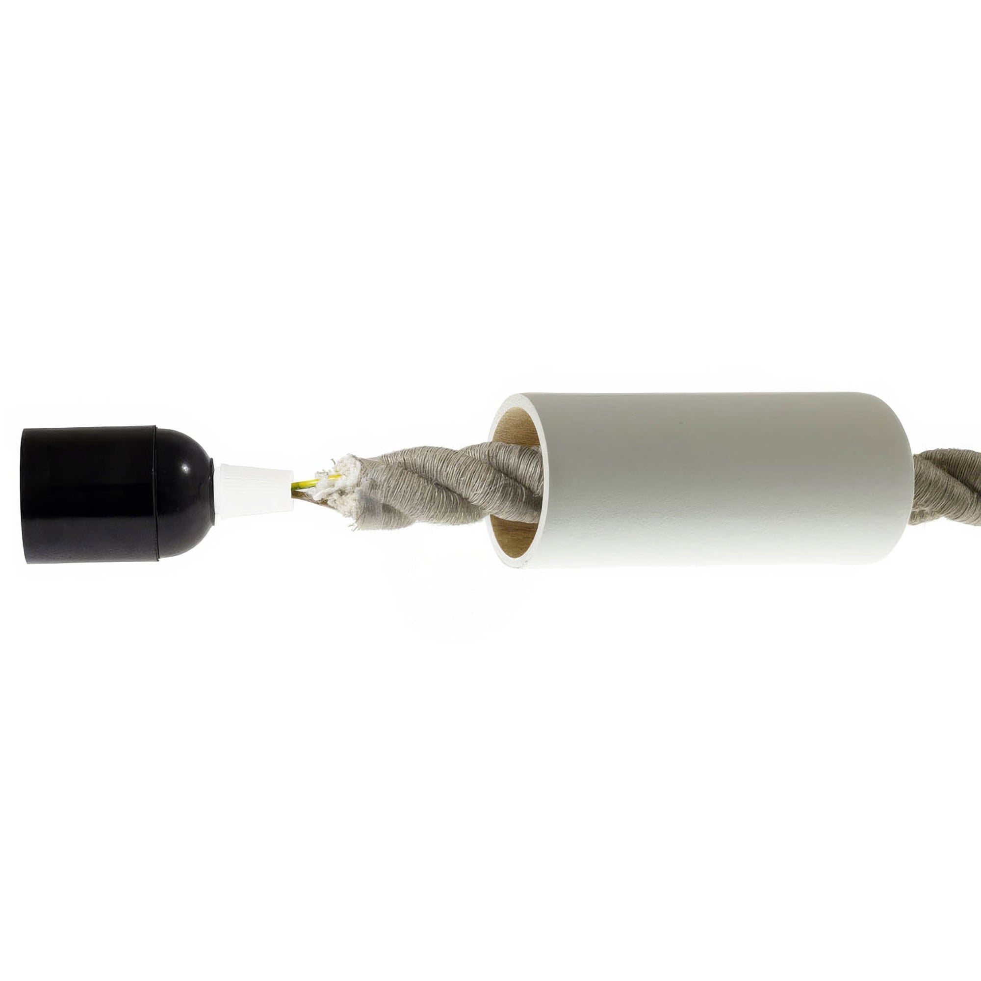 Kit portalampada E27 in legno per cordone 2XL - Bianco
