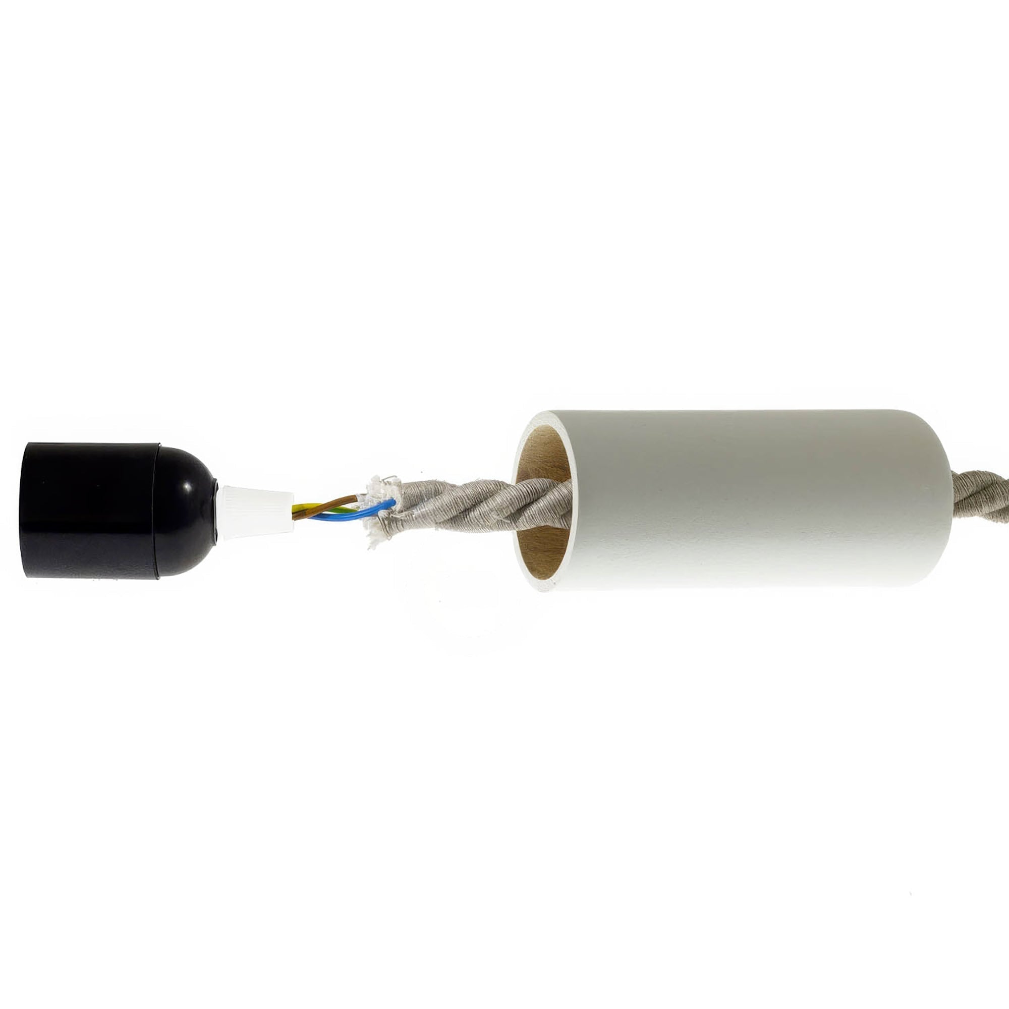 Kit portalampada E27 in legno per cordone XL - Bianco