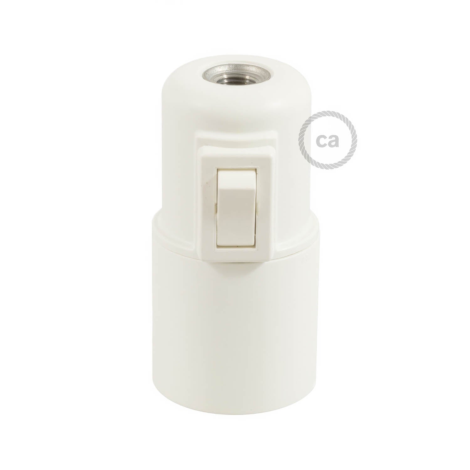 Kit portalampada E27 in termoplastica con interruttore - Bianco
