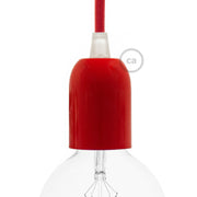 Kit portalampada E27 semisferico in metallo - Rosso