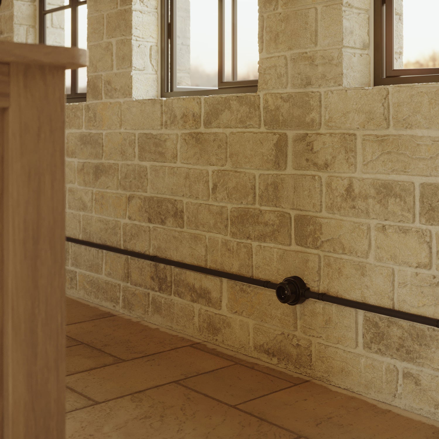 Kit presa a muro di tipo francese e base per Creative-Tubes in porcellana - Nero 2 in linea