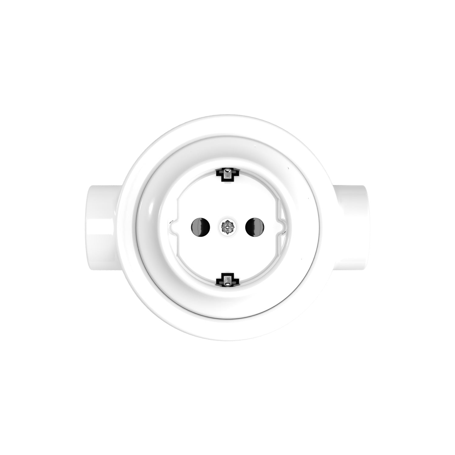 Kit presa Schuko da parete e base per Creative-Tubes in porcellana - Bianco 2 in linea