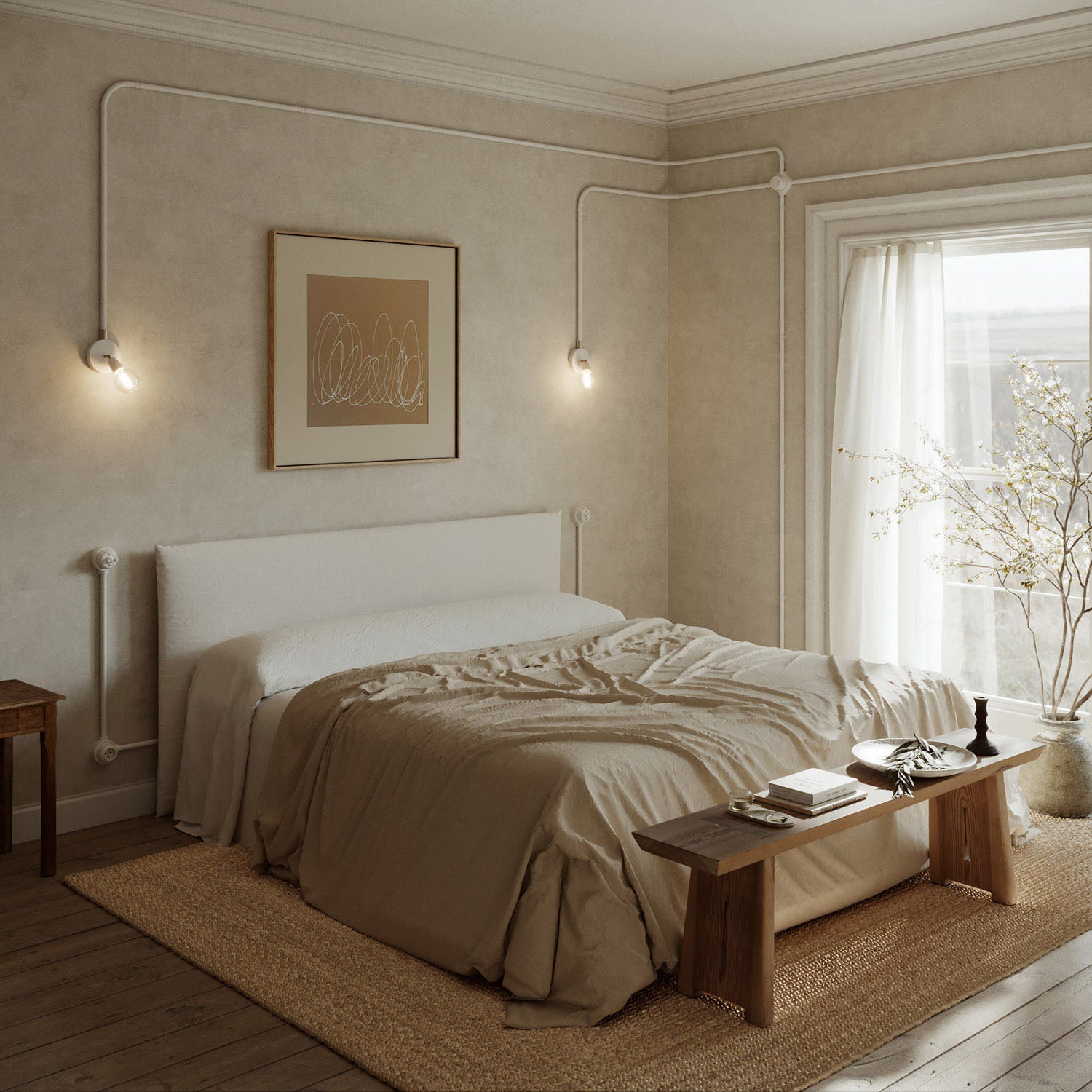 Kit presa Schuko da parete e base per Creative-Tubes in porcellana - Bianco 3