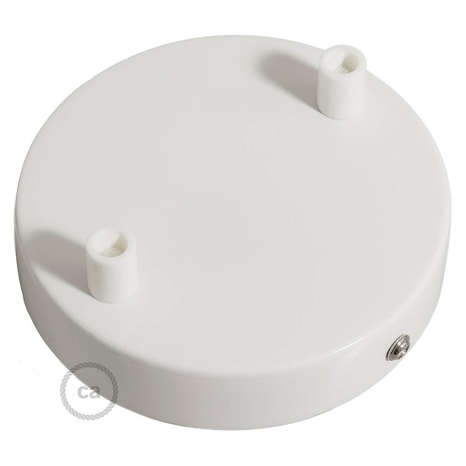 Kit rosone cilindrico in metallo a 2 fori - Bianco lucido Cilindrico