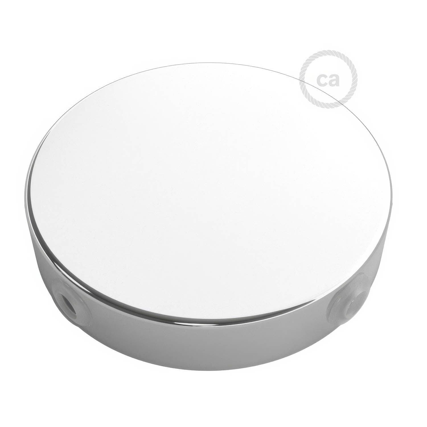 Kit rosone cilindrico in metallo a 4 fori laterali (scatola di derivazione) - Cromo